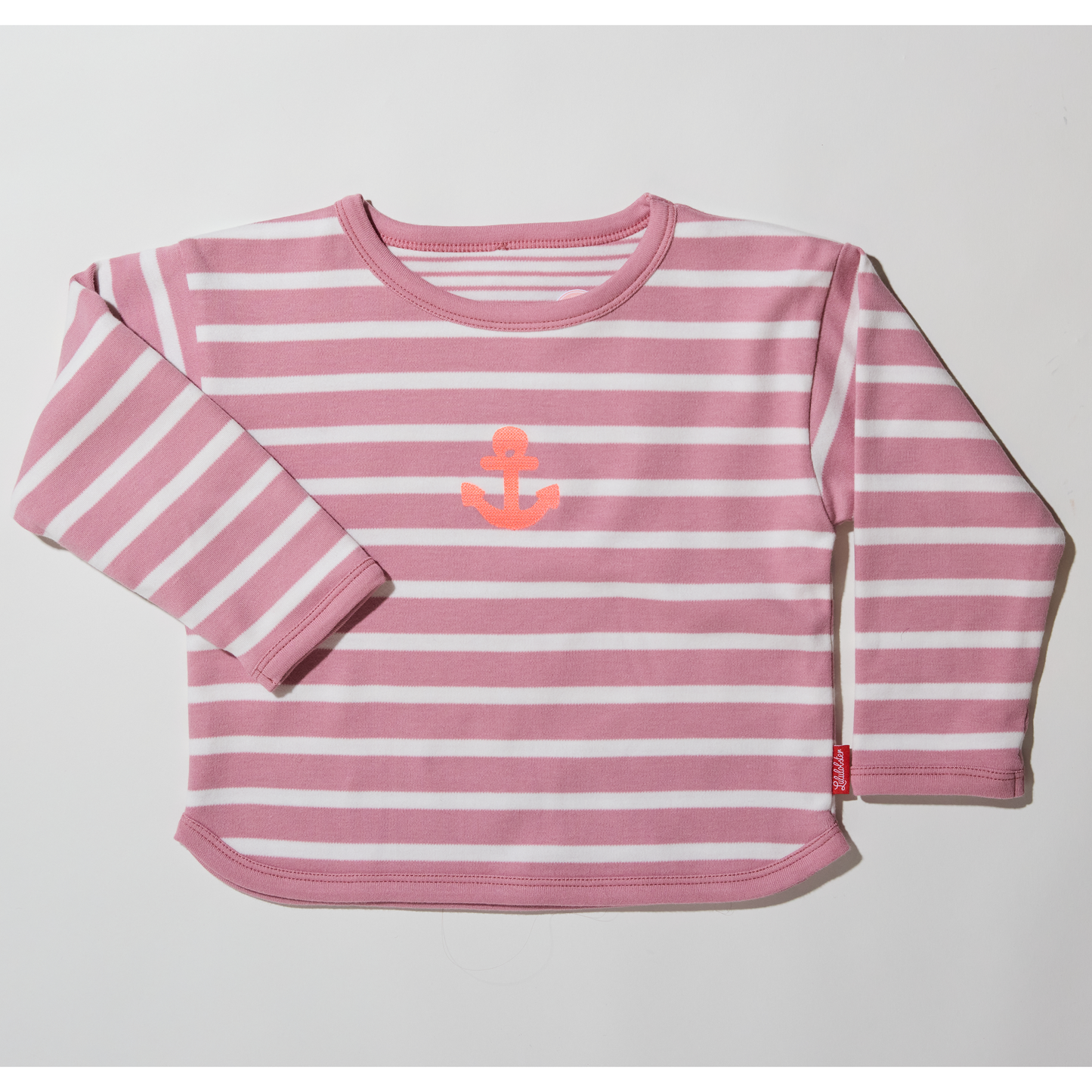 Langärmliges Kinder- T-Shirt im Marine- Stil aus gedoppelter Bio-Baumwolle