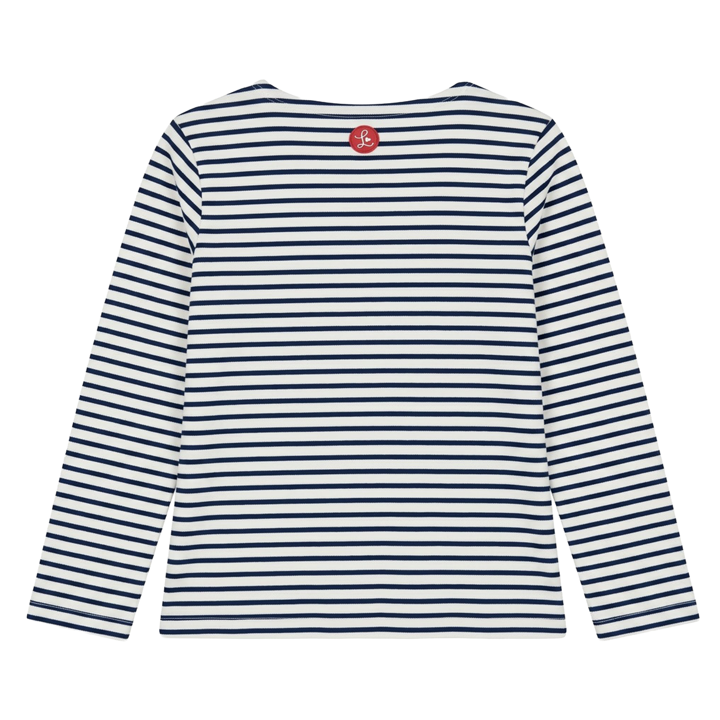 Damen Langarmshirt in Blau-Weiß gestreift aus Bio-Baumwolle mit Stickerei – Lululobster"