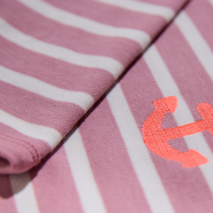 Langärmliges Kinder- T-Shirt im Marine- Stil aus gedoppelter Bio-Baumwolle