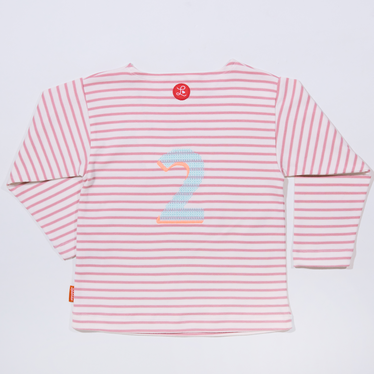 Gestreiftes, langarmiges, rosefarbenes Zahlenshirt für Mädchen-Lululobster