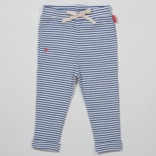 Interlock Jersey, Kinderhose, gestreift mit Logo, Frontansicht