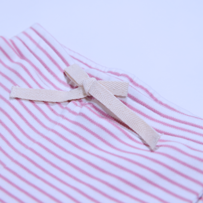 Hose aus Jersey ("Interlock"), rosé- offwhite gestreift, Stickmotiv Lululobster Logo (Kopie)
