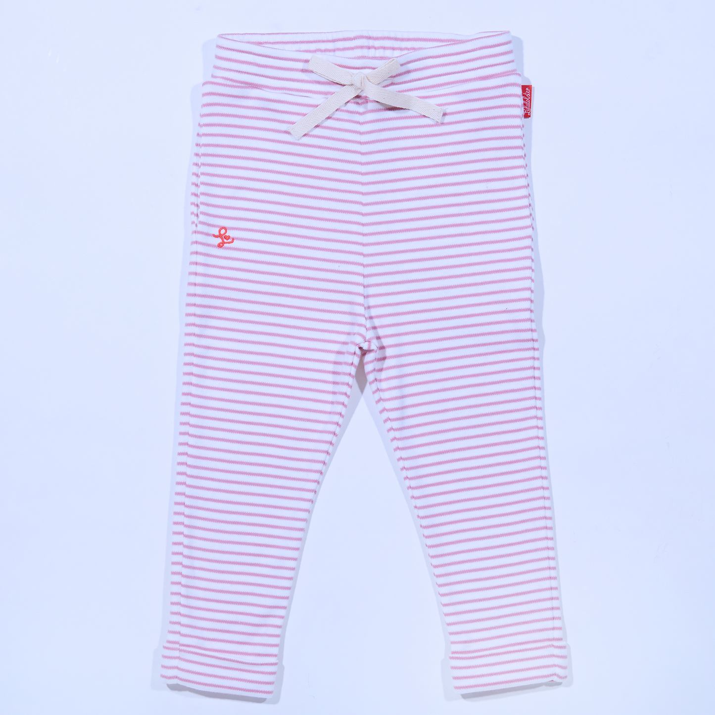 Hose aus Jersey ("Interlock"), rosé- offwhite gestreift, Stickmotiv Lululobster Logo (Kopie)