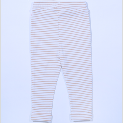 Hose aus Jersey ("Interlock"), sand offwhite gestreift, Stickmotiv Lululobster Logo (Kopie) (Kopie)