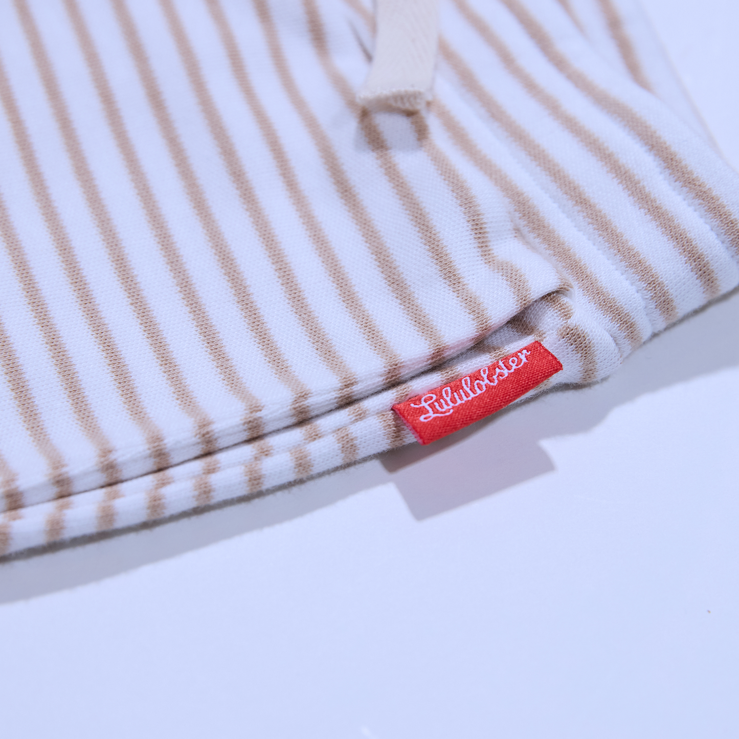 Hose aus Jersey ("Interlock"), sand offwhite gestreift, Stickmotiv Lululobster Logo (Kopie) (Kopie)