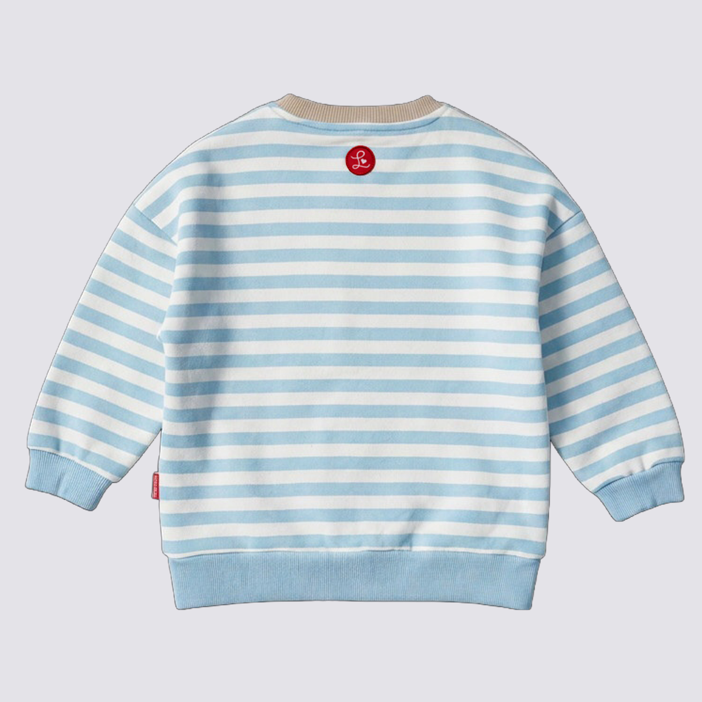 Kinder Sweatshirt, offwhite hellblau gestreift mit gestickter Gans