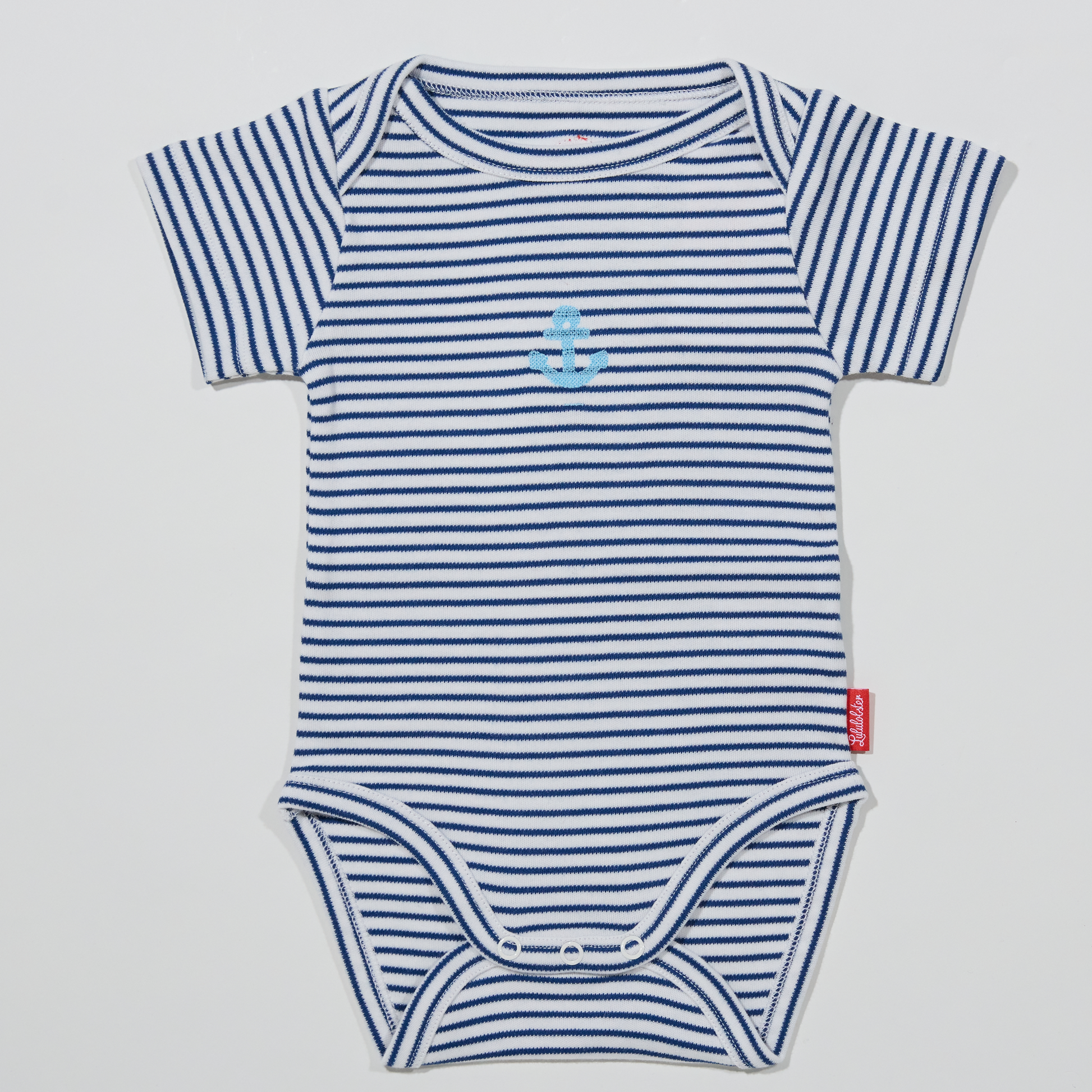 Gestreifter, blauer Babybody für Jungen, Lululobster