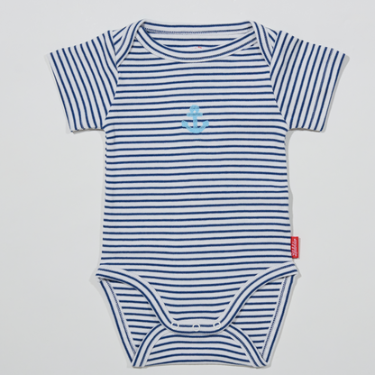 Gestreifter, blauer Babybody für Jungen, Lululobster