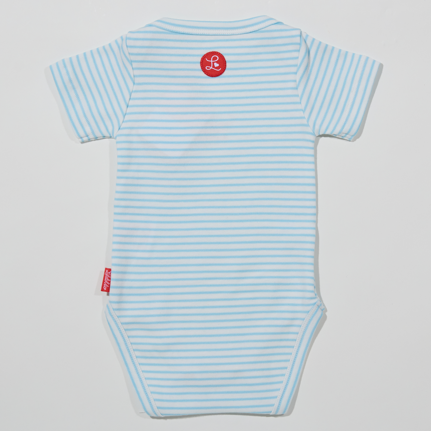 Gestreifter, hellblauer Babybody mit Krabbenmotiv für Jungen, Lululobster