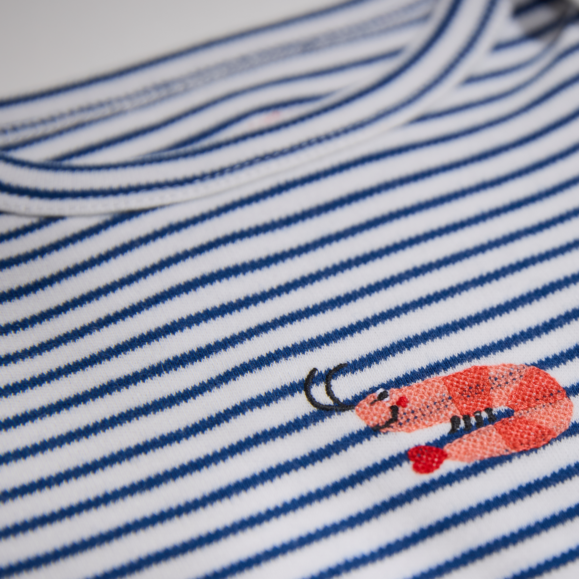 Gestreifter, blauer Babybody mit Krabbenmotiv für Jungen, Lululobster