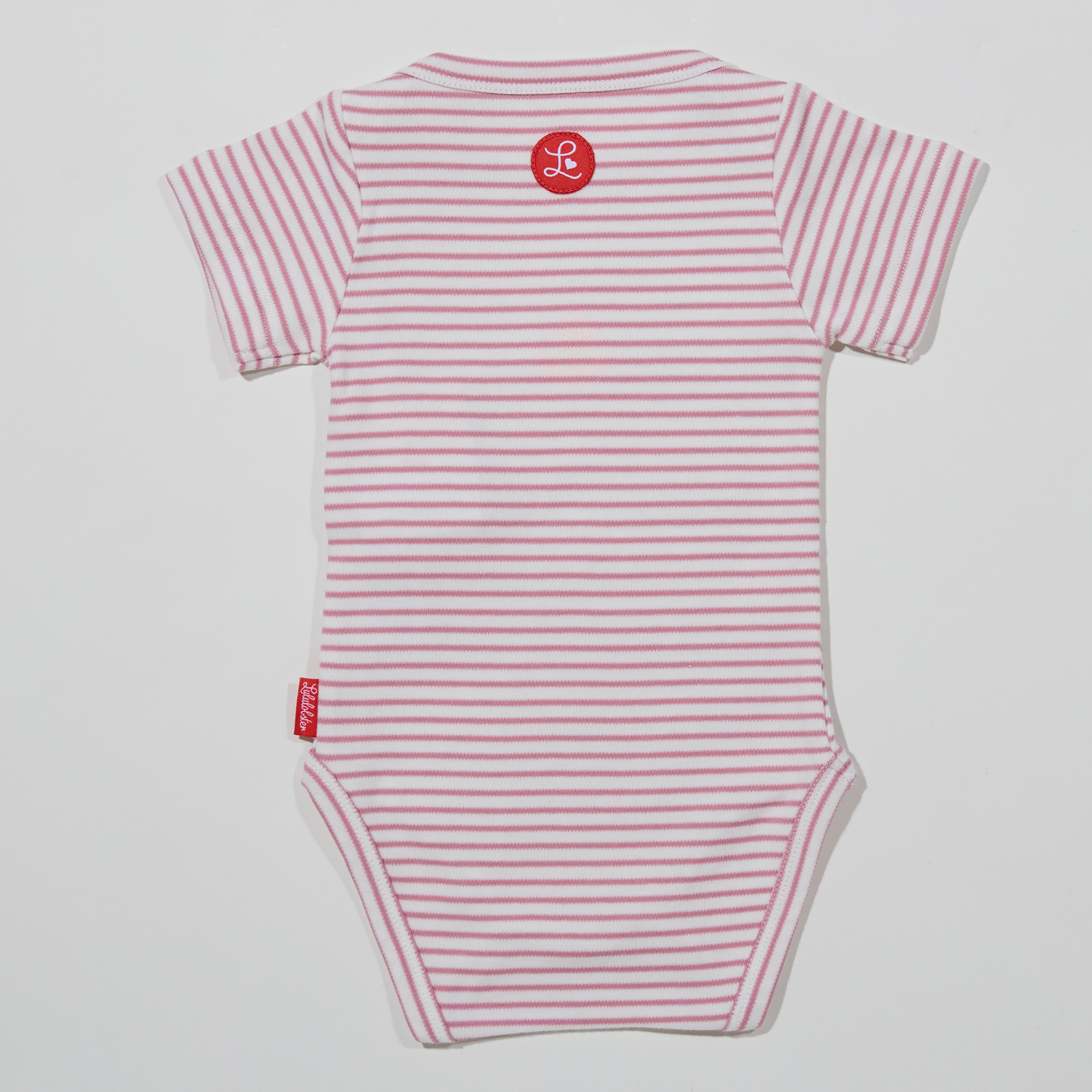 Gestreifter, rosafarbener Babybody für Mädchen, Lululobster