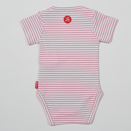 Gestreifter, rosafarbener Babybody für Mädchen, Lululobster