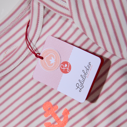 Gestreifter, rosafarbener Babybody für Mädchen, Lululobster