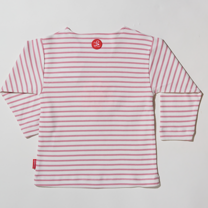 Langärmliges Kinder- T-Shirt im Marine Stil aus Bio- Baumwolle mit Stickmotiv