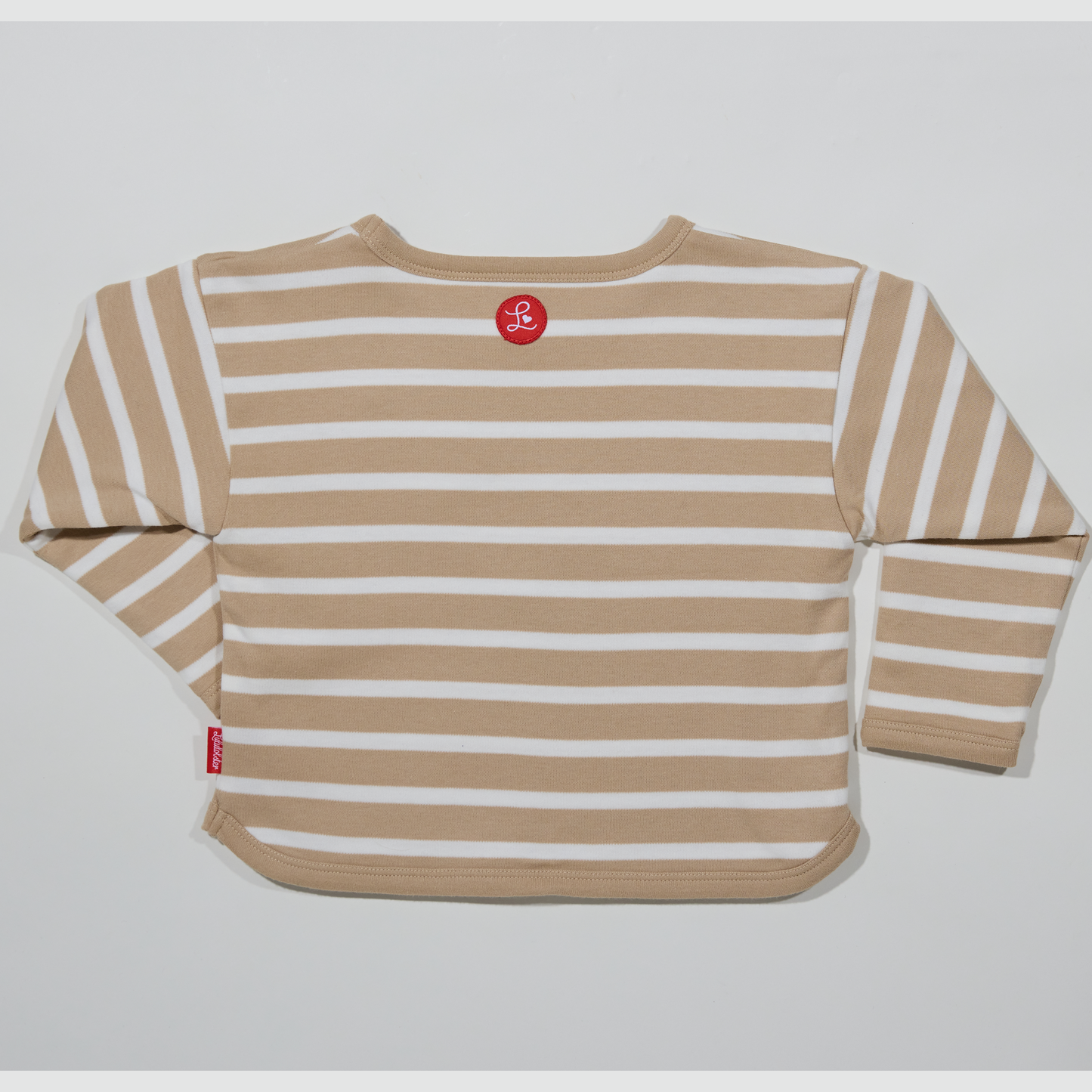Langärmliges Kinder- T-Shirt in Beige - Stil aus gedoppelter Bio-Baumwolle