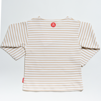 Langärmliges Kinder- T-Shirt im Marine Stil aus Bio- Baumwolle mit Stickmotiv