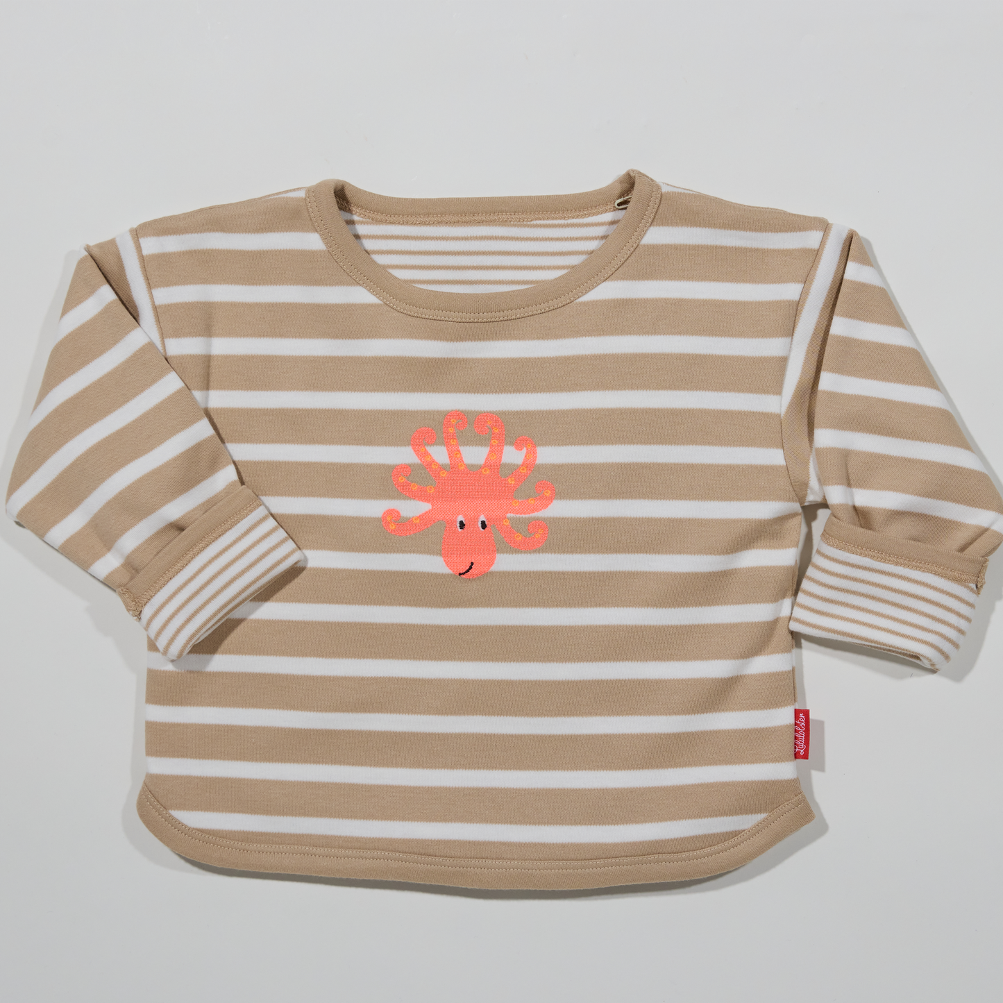 Langärmliges Kinder- T-Shirt in Beige - Stil aus gedoppelter Bio-Baumwolle