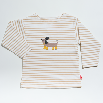 Langärmliges Kinder- T-Shirt im Marine Stil aus Bio- Baumwolle mit Stickmotiv