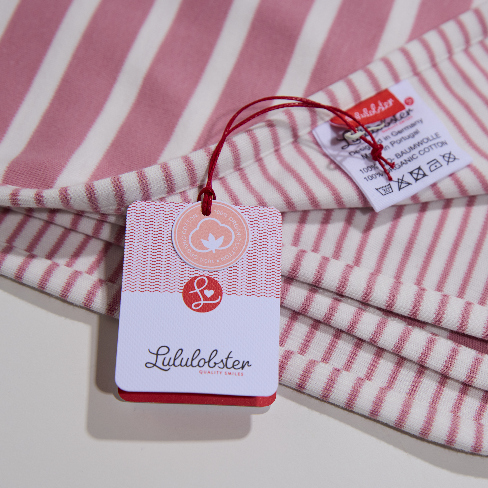 Gestreifte, wendbare, rosefarbene Babydecke für Mädchen-Lululobster 