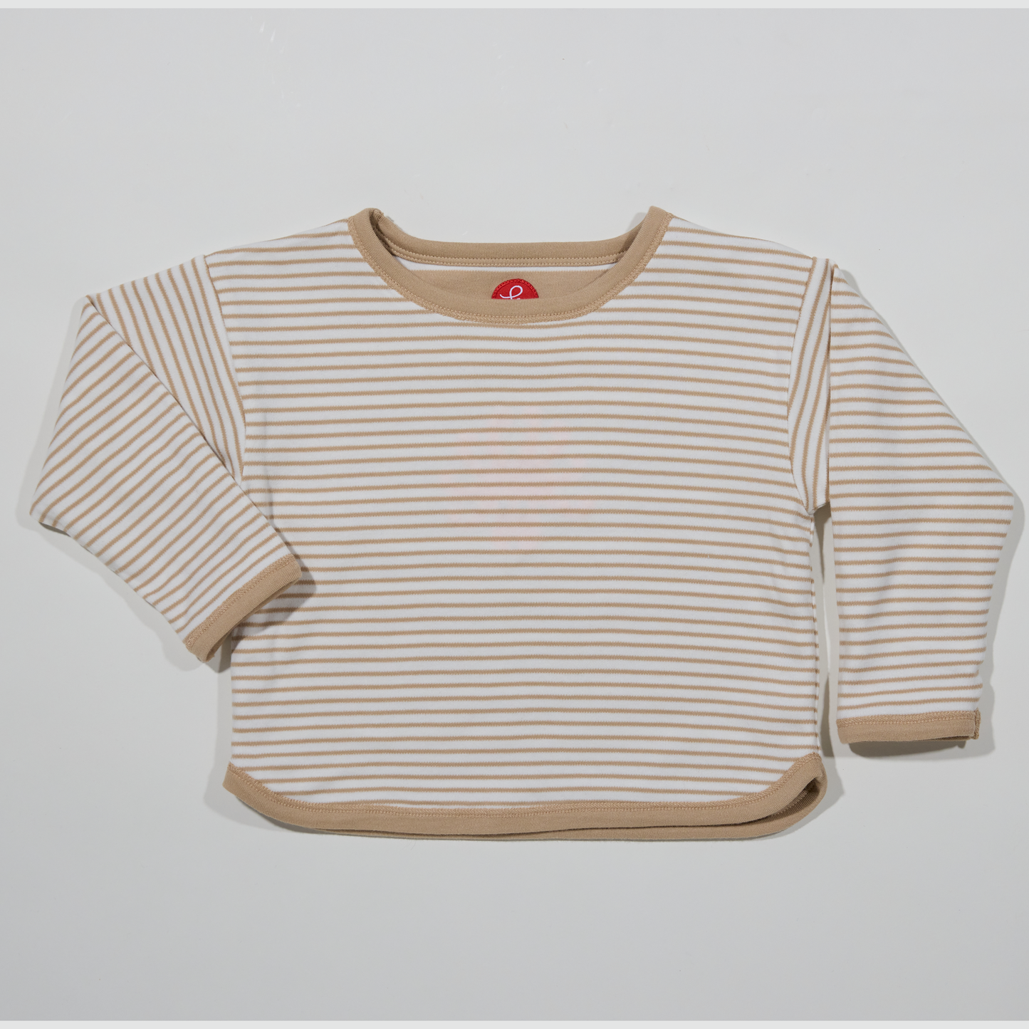 Langärmliges Kinder- T-Shirt in Beige - Stil aus gedoppelter Bio-Baumwolle