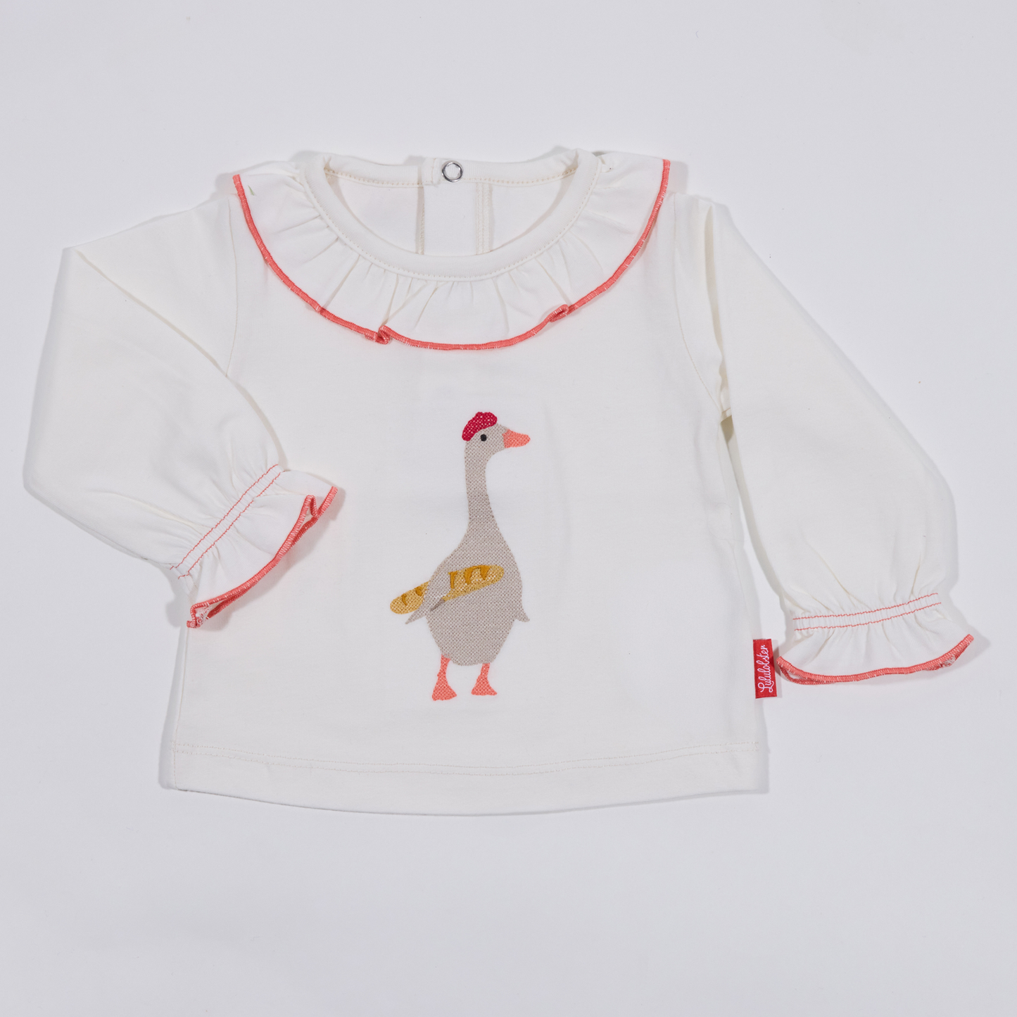 Langärmliges T-Shirt für Mädchen mit  Stickmotiv Gans Lululobster