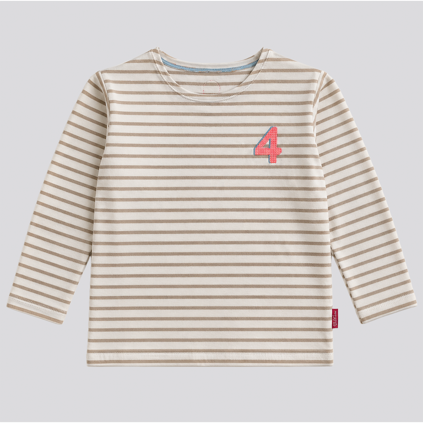 Langarmshirt sand-weiß gestreift mit Zahlen 1-6