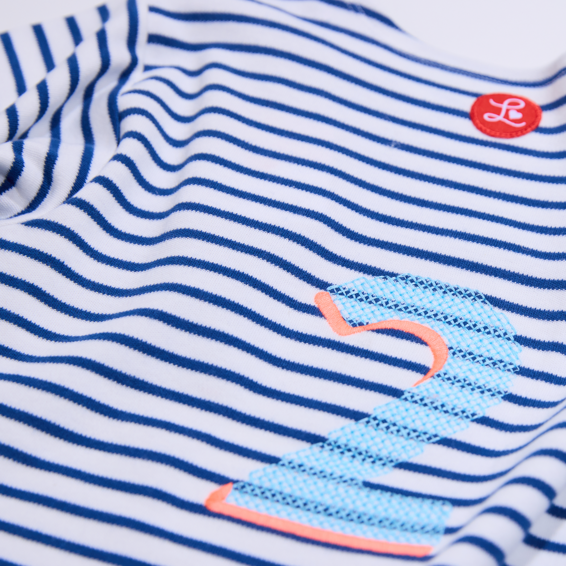 Gestreiftes, langarmiges, blaues Zahlenshirt für Jungen-Lululobster