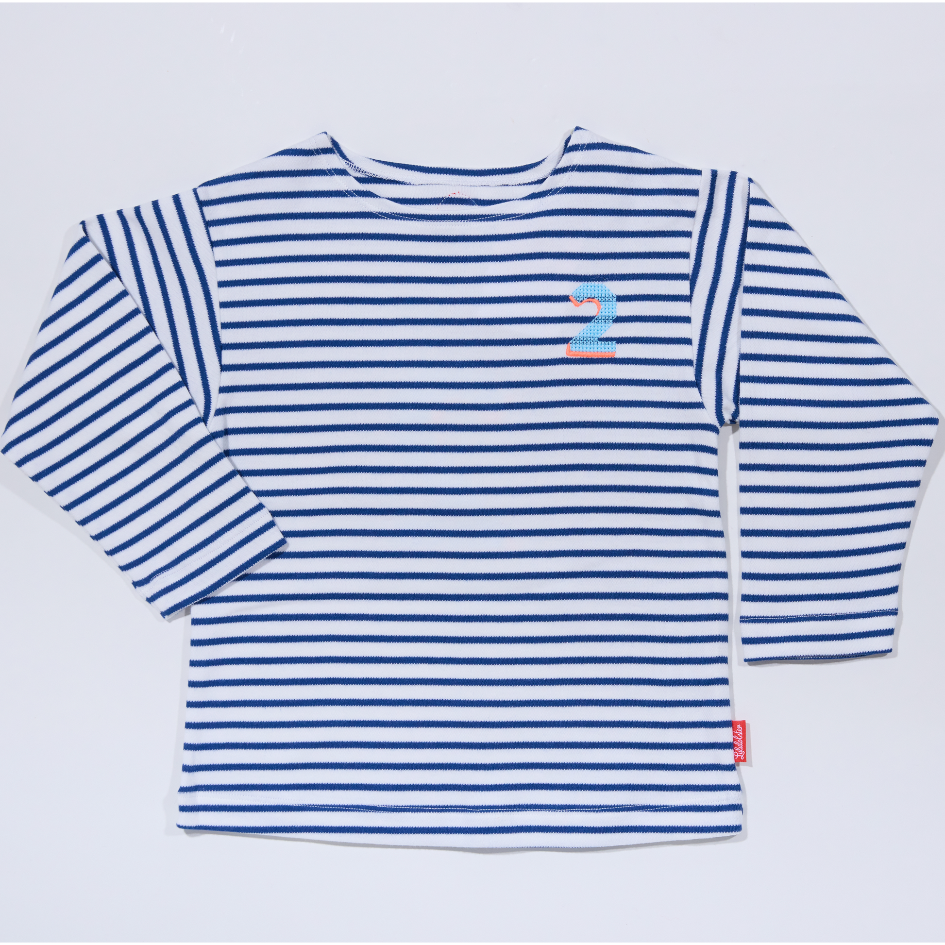 Gestreiftes, langarmiges, blaues Zahlenshirt für Jungen-Lululobster