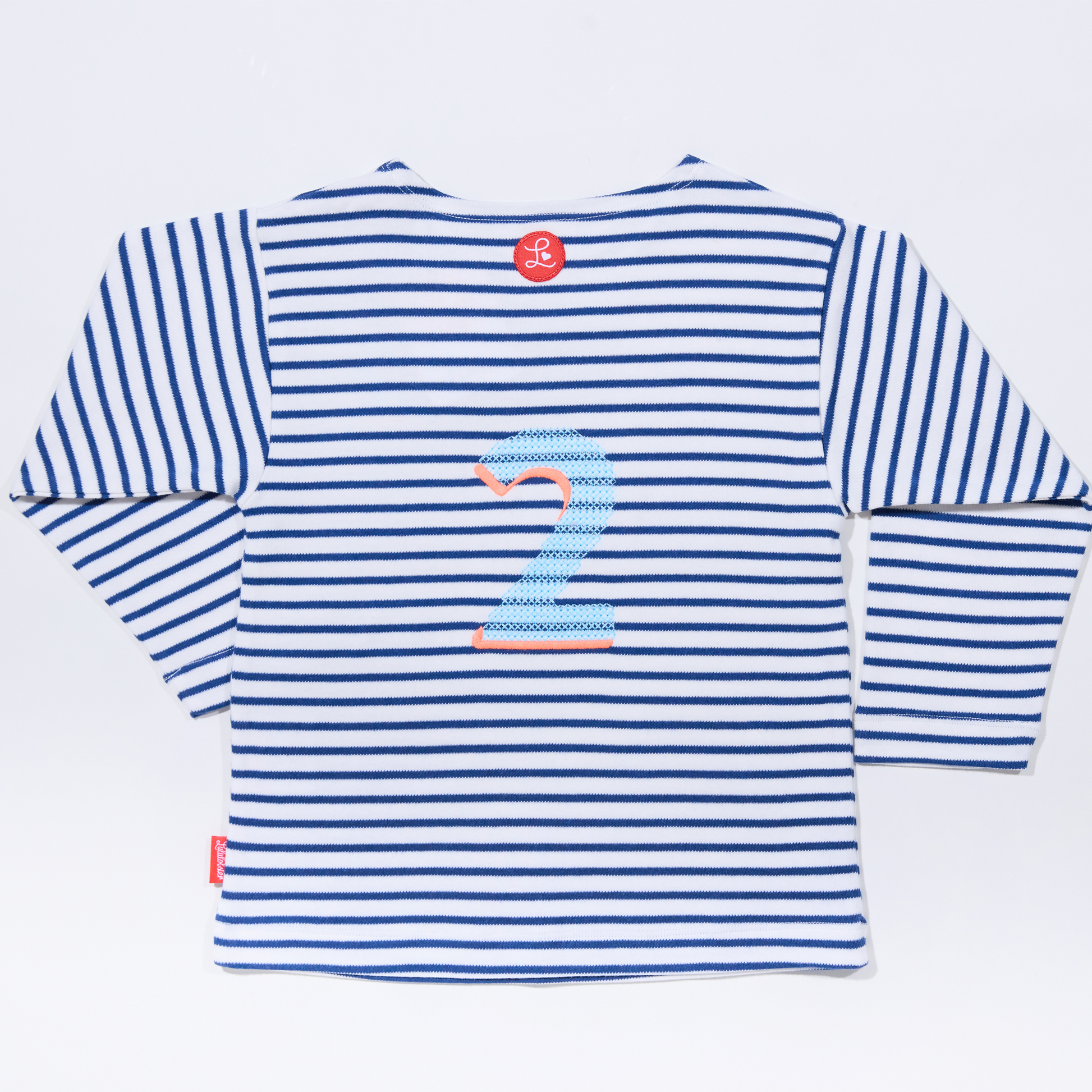 Gestreiftes, langarmiges, blaues Zahlenshirt für Jungen-Lululobster