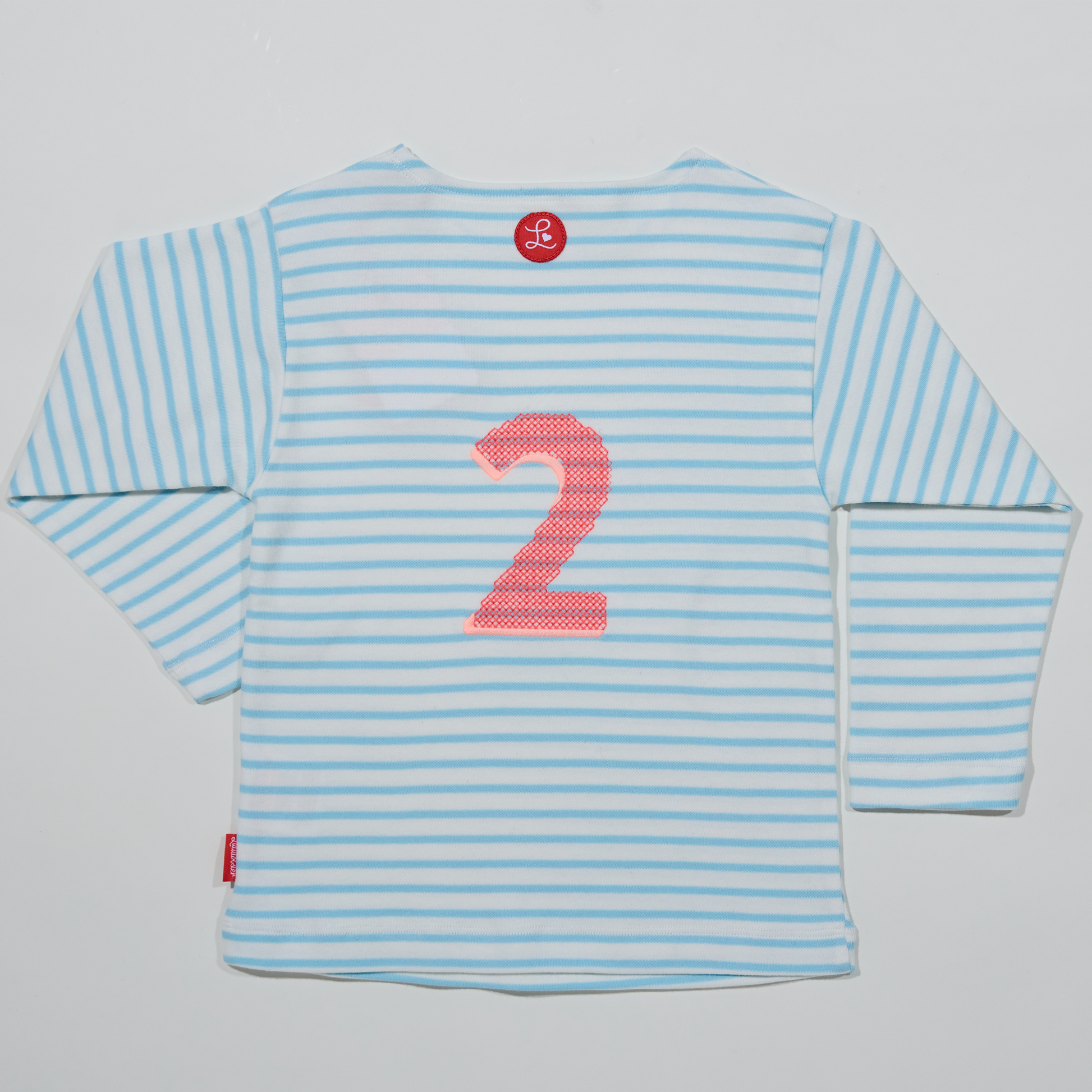 Gestreiftes, langarmiges, hellblaues Zahlenshirt für jungen, maedchen-Lululobster