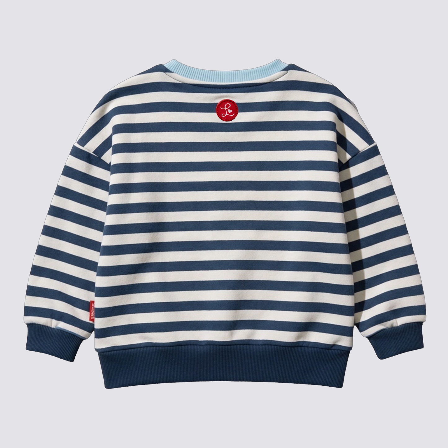 Kinder Sweatshirt, offwhite marine gestreift mit Stickmotiv "Möve"