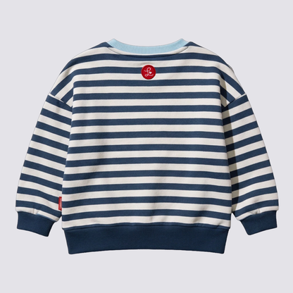 Kinder Sweatshirt, offwhite marine gestreift mit Stickmotiv "Möve"