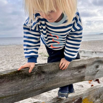 Gestreiftes, blaues Sweatshirt mit Geburtstagszahl für Jungen- Lululobster