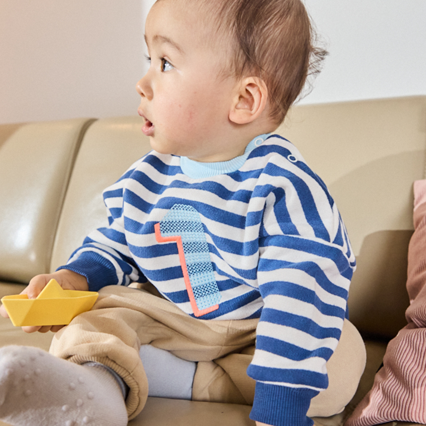Gestreiftes, blaues Sweatshirt mit Geburtstagszahl für Jungen- Lululobster