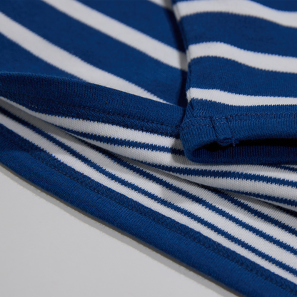 Gestreiftes, wendbares, blaues Langarmshirt für Jungen- Lululobster