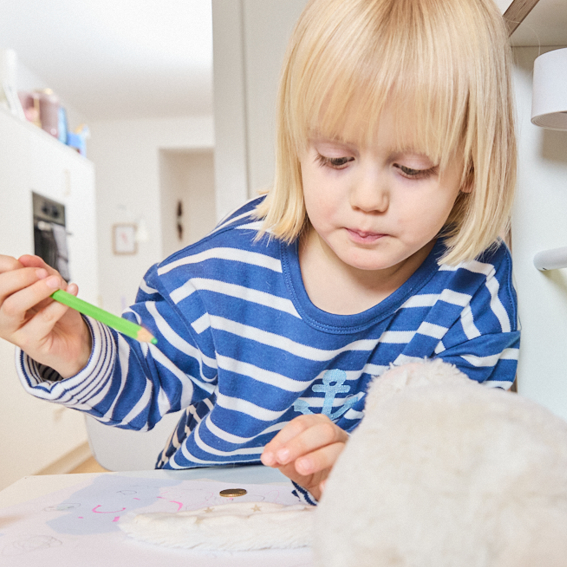 Gestreiftes, wendbares, blaues Langarmshirt für Jungen- Lululobster