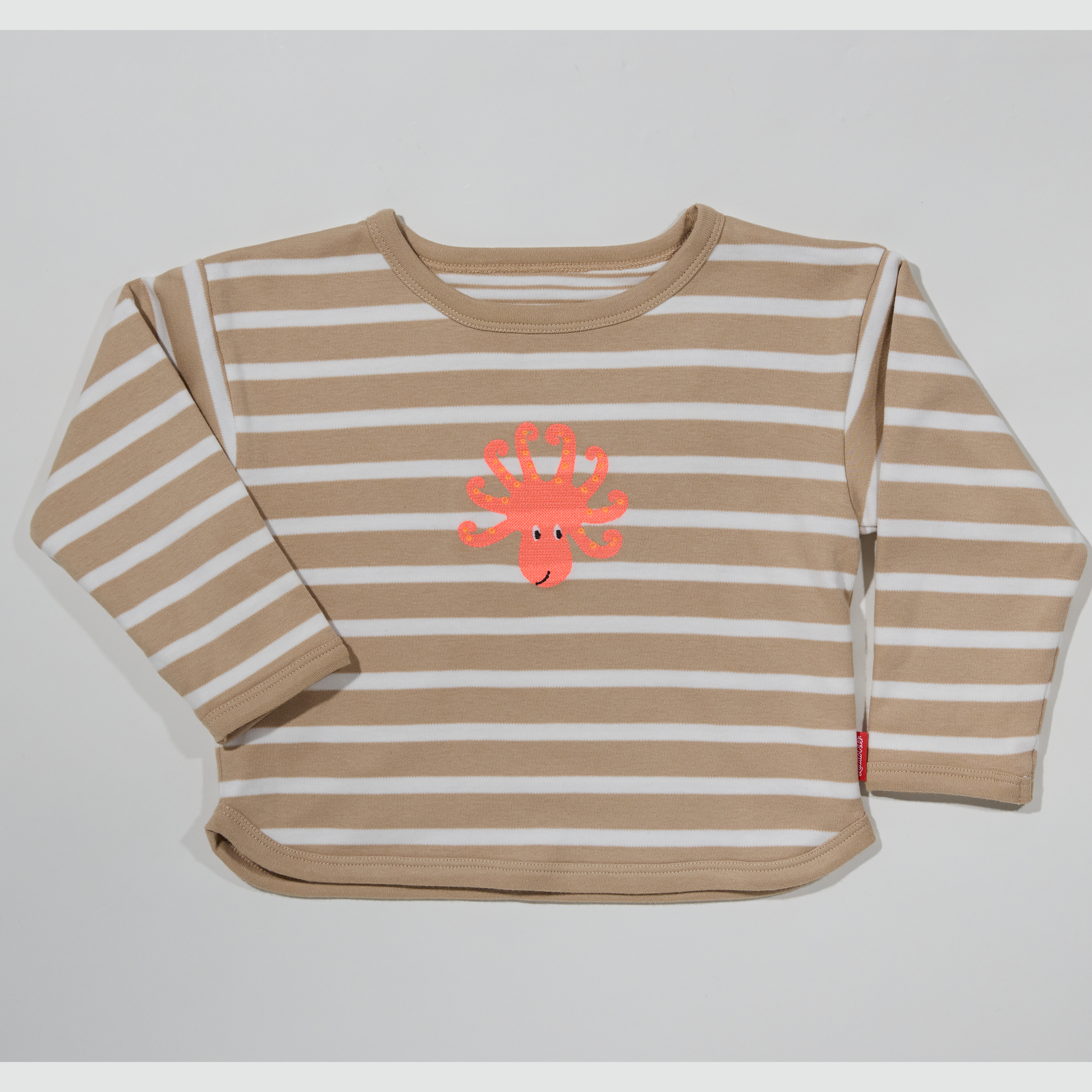 Gestreiftes, wendbares, sandfarbenes Langarmshirt für Mädchen/ Jungen- Lululobster