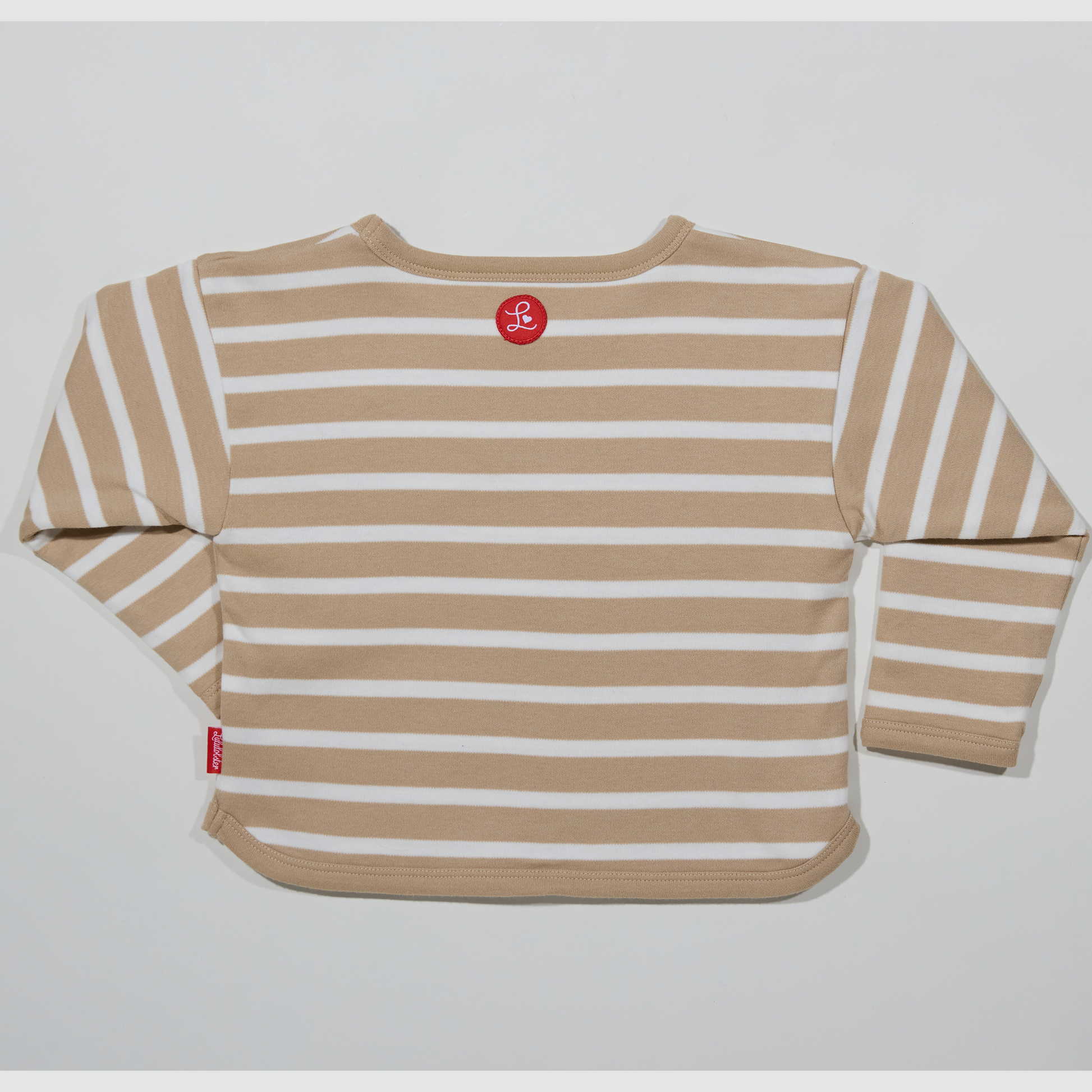 Gestreiftes, wendbares, sandfarbenes Langarmshirt für Mädchen/ Jungen/ Unisex, Lululobster