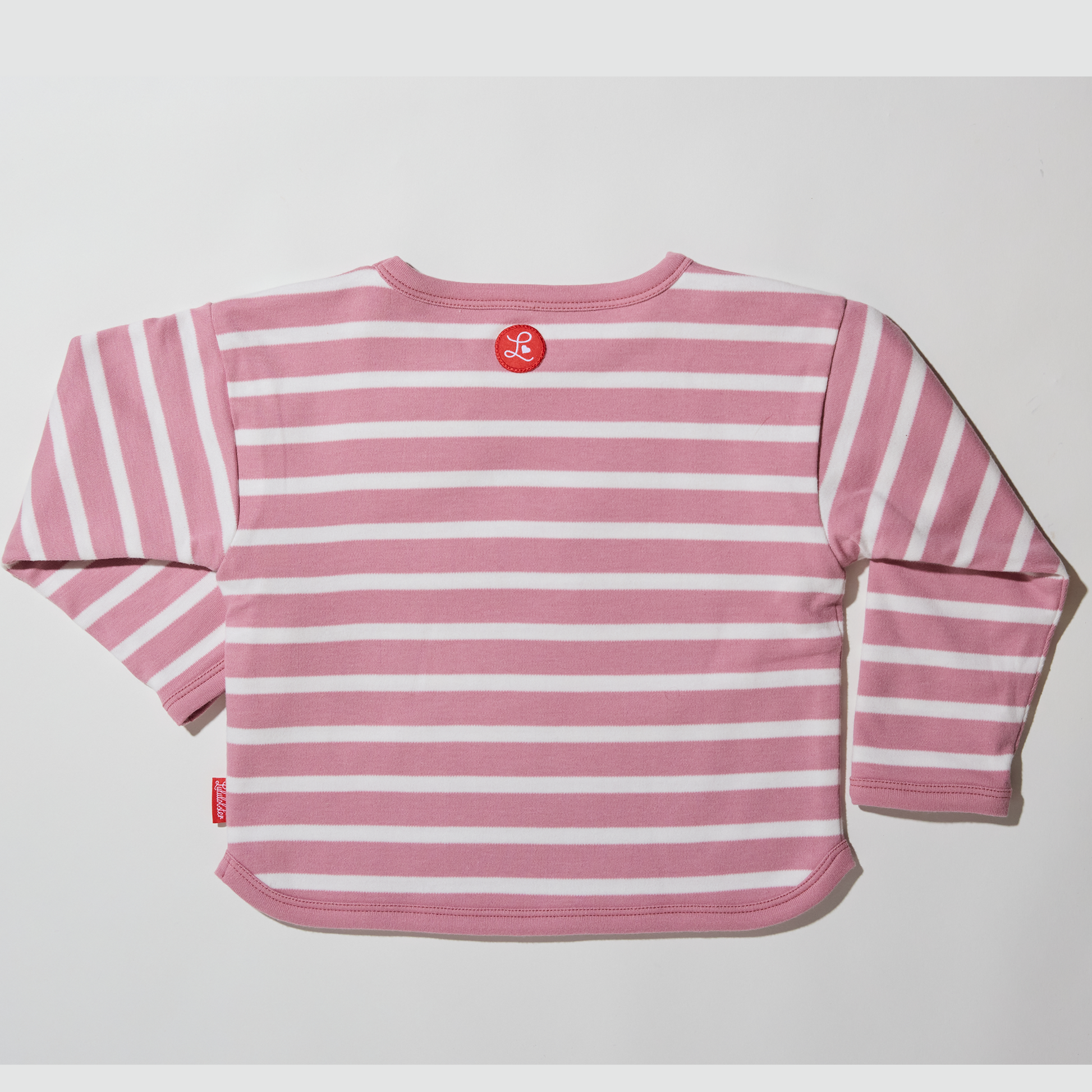 Gestreiftes, wendbares, rosefarbenes Langarmshirt für Mädchen- Lululobster